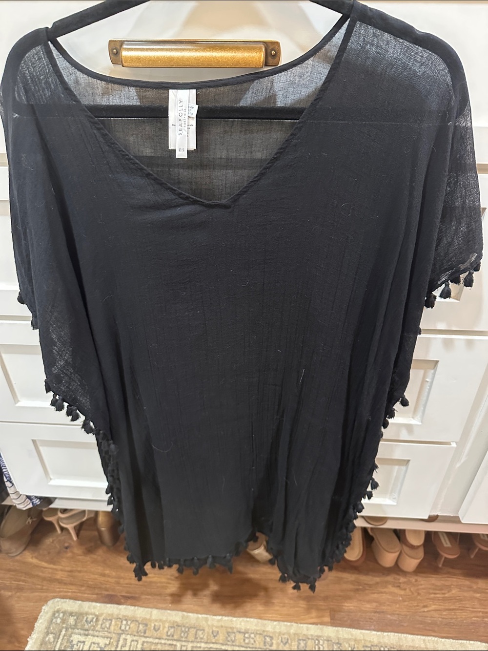 Women’s Black Swim Cover-Up Tunic - Lightweight V-Neck